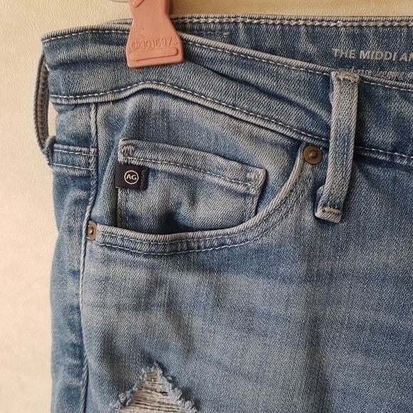 Adriano Goldschmied the Middi Ankle Distressed Mid Rise Skinny Blue Jeans - Picture 6 of 16